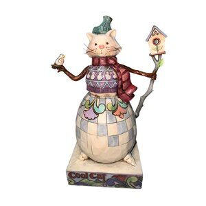 Jim Shore Cool Cat Figurine Snowman Christmas whimsical repair